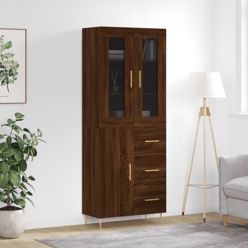 Highboard Braun Eichen-Optik 69,5x34x180 cm Holzwerkstoff Highboard Braun Eichen-Optik 69,5x34x180 cm Holzwerkstoff