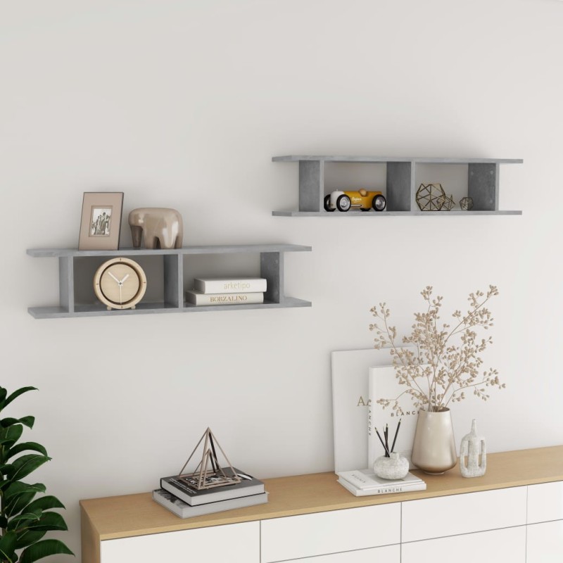 vidaXL Wandregale 2 Stk. Betongrau 90x18x20 cm Holzwerkstoff vidaXL Wandregale 2 Stk. Betongrau 90x18x20 cm Holzwerkstoff