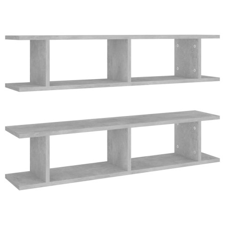 vidaXL Wandregale 2 Stk. Betongrau 90x18x20 cm Holzwerkstoff