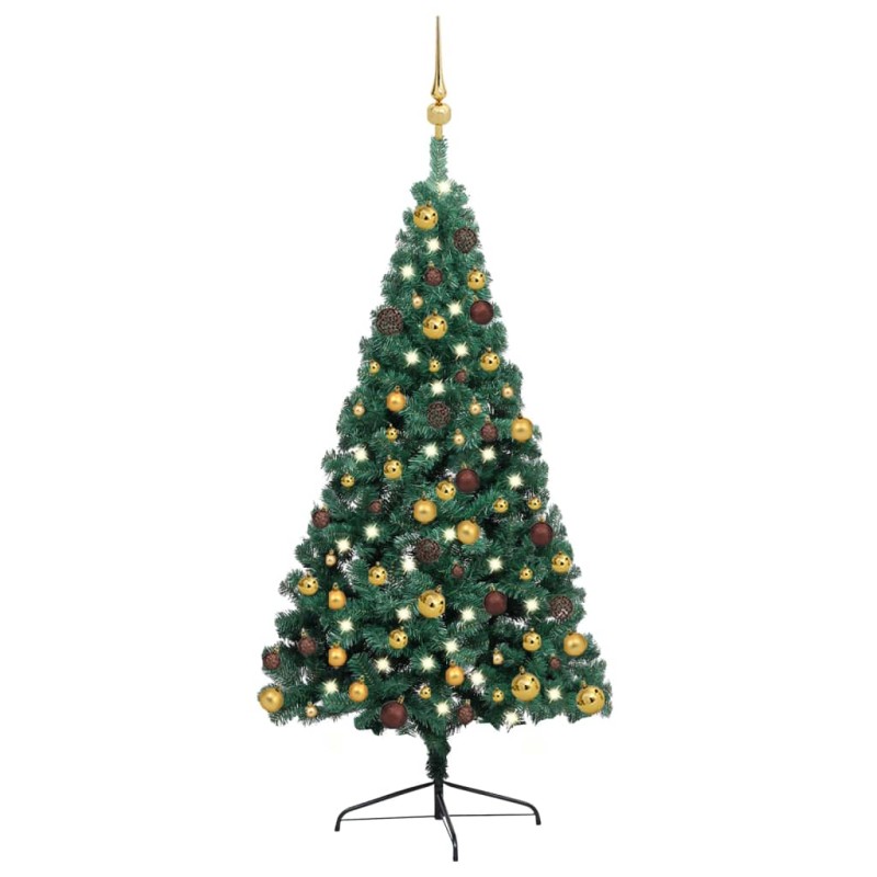vidaXL Künstlicher Halb-Weihnachtsbaum Beleuchtung Kugeln Grün 240 cm vidaXL Künstlicher Halb-Weihnachtsbaum Beleuchtung Kugeln Grün 240 cm