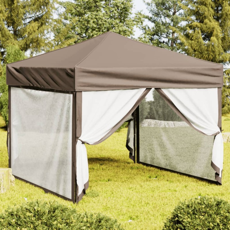 vidaXL Partyzelt Faltbar mit Seitenwänden Taupe 3x3 m vidaXL Partyzelt Faltbar mit Seitenwänden Taupe 3x3 m
