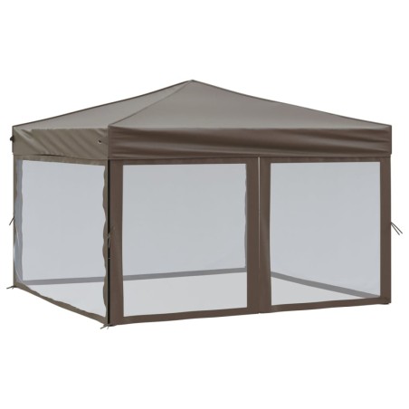 vidaXL Partyzelt Faltbar mit Seitenwänden Taupe 3x3 m
