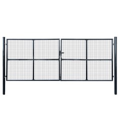 vidaXL Mesh-Gartentor Verzinkter Stahl 400 x 150 cm Grau 