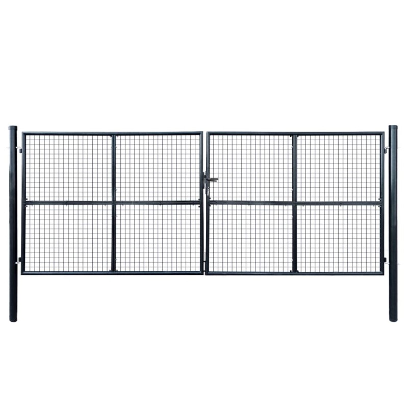 vidaXL Mesh-Gartentor Verzinkter Stahl 400 x 150 cm Grau vidaXL Mesh-Gartentor Verzinkter Stahl 400 x 150 cm Grau