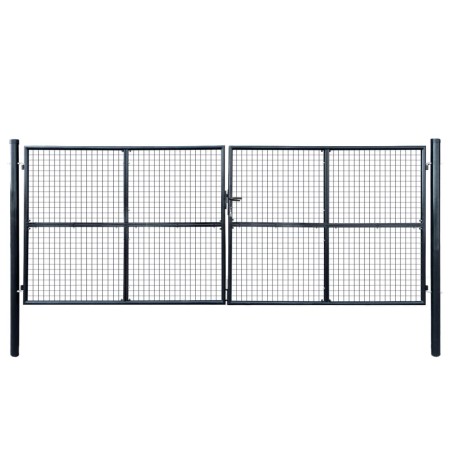 vidaXL Mesh-Gartentor Verzinkter Stahl 400 x 150 cm Grau 