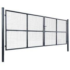 vidaXL Mesh-Gartentor Verzinkter Stahl 400 x 150 cm Grau 