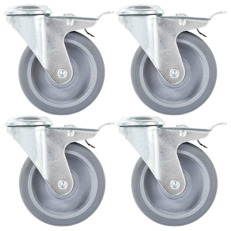 vidaXL Lenkrollen mit Bolzenloch und Doppelbremsen 4 Stk. 100 mm vidaXL Lenkrollen mit Bolzenloch und Doppelbremsen 4 Stk. 100 mm