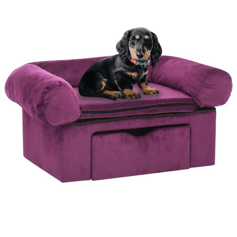 vidaXL Hundesofa mit Schublade Burgunderrot 75x50x38 cm Plüsch vidaXL Hundesofa mit Schublade Burgunderrot 75x50x38 cm Plüsch