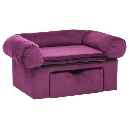 vidaXL Hundesofa mit Schublade Burgunderrot 75x50x38 cm Plüsch