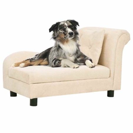 vidaXL Hundesofa mit Kissen Creme 83x44x44 cm Plüsch  