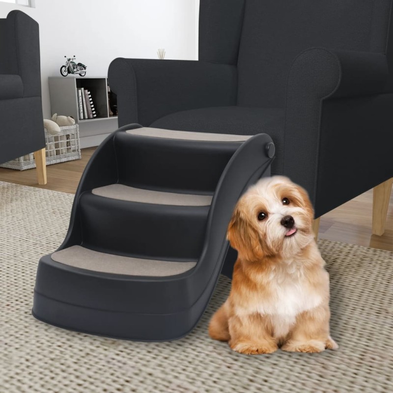 vidaXL Hundetreppe mit 3 Stufen Klappbar Schwarz vidaXL Hundetreppe mit 3 Stufen Klappbar Schwarz