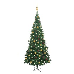 Künstlicher Weihnachtsbaum mit LEDs & Kugeln L 240 cm Grün