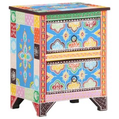 vidaXL Nachttisch Handbemalt 40x30x50 cm Mango Massivholz 