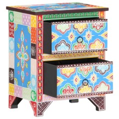 vidaXL Nachttisch Handbemalt 40x30x50 cm Mango Massivholz 
