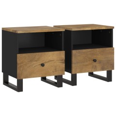 vidaXL Nachttische 2 Stk. Massivholz Mango & Holzwerkstoff