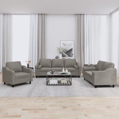 vidaXL 3-tlg. Sofagarnitur mit Kissen Taupe Stoff