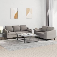 vidaXL 2-tlg. Sofagarnitur mit Kissen Taupe Stoff