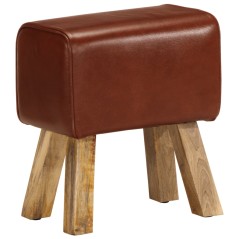 vidaXL Sitzbank Turnbock-Design 38 cm Braun Echtleder Massivholz Mango