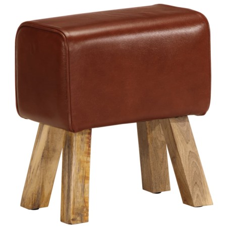 vidaXL Sitzbank Turnbock-Design 38 cm Braun Echtleder Massivholz Mango