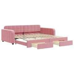 vidaXL Tagesbett Ausziehbar mit Schubladen Rosa 100x200 cm Samt