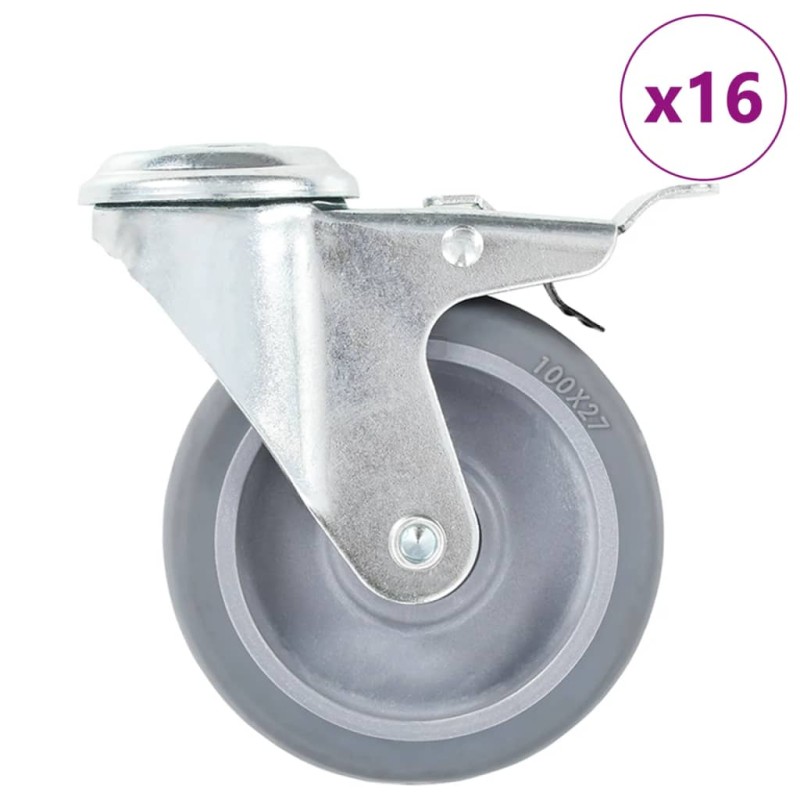 vidaXL 16 Stk. Lenkrollen mit Rückenloch 100 mm vidaXL 16 Stk. Lenkrollen mit Rückenloch 100 mm