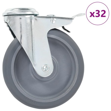 vidaXL 32 Stk. Lenkrollen mit Rückenloch 125 mm 