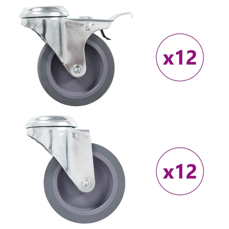 vidaXL 24 Stk. Lenkrollen mit Rückenloch 75 mm vidaXL 24 Stk. Lenkrollen mit Rückenloch 75 mm