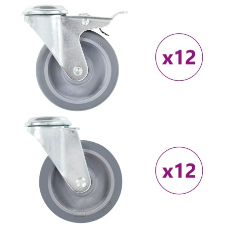 vidaXL 24 Stk. Lenkrollen mit Rückenloch 100 mm