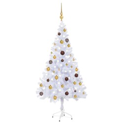 Künstlicher Weihnachtsbaum mit LEDs & Kugeln 150 cm 380 Zweige