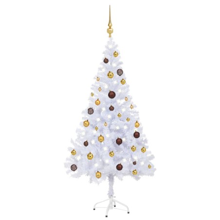 Künstlicher Weihnachtsbaum mit LEDs & Kugeln 150 cm 380 Zweige