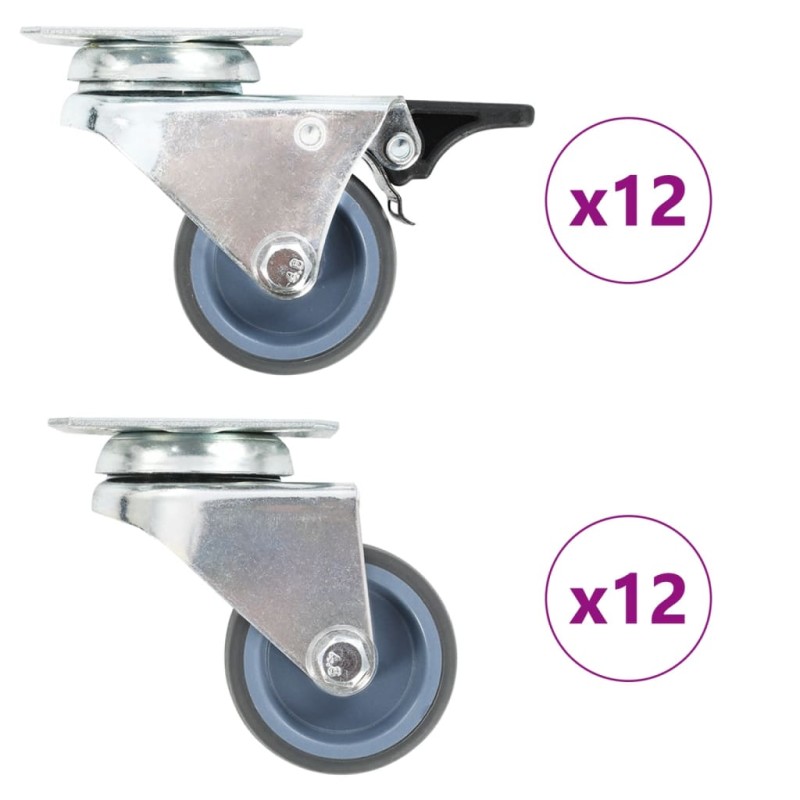 vidaXL 24 Stk. Lenkrollen mit Zwillingsrad 50 mm vidaXL 24 Stk. Lenkrollen mit Zwillingsrad 50 mm