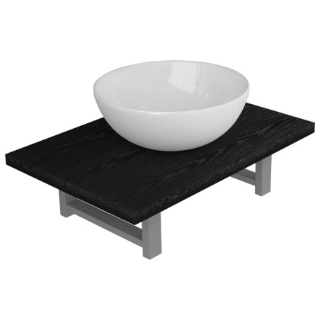 vidaXL 2-tlg. Badmöbel-Set Keramik Schwarz