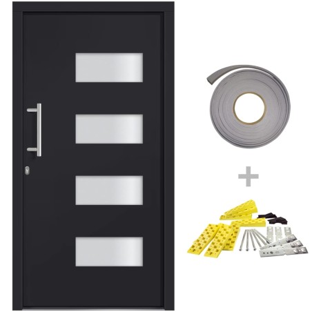 vidaXL Haustür Aluminium und PVC Anthrazit 100x210 cm
