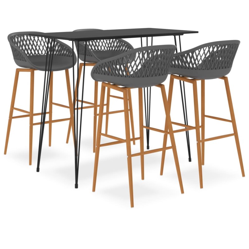 vidaXL 5-tlg. Bar-Set Schwarz und Grau vidaXL 5-tlg. Bar-Set Schwarz und Grau