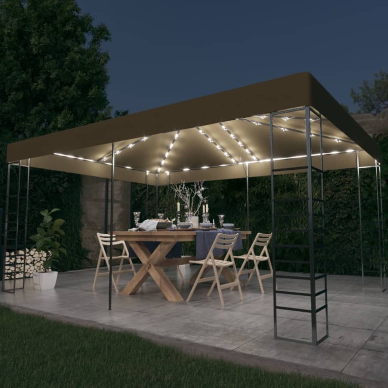 vidaXL Pavillon mit LED-Lichterkette 3x4 m Taupe vidaXL Pavillon mit LED-Lichterkette 3x4 m Taupe