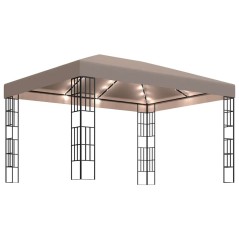 vidaXL Pavillon mit LED-Lichterkette 4x3 m Taupe
