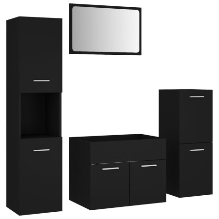 vidaXL Badmöbel-Set Schwarz Holzwerkstoff