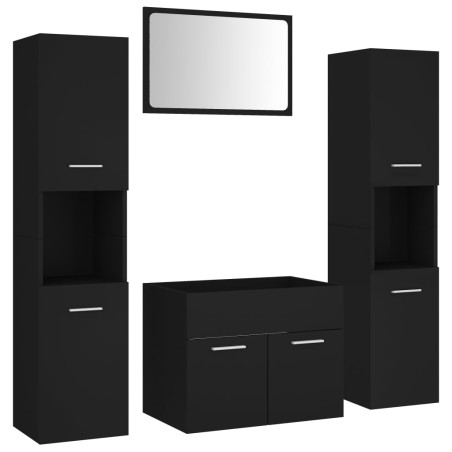 vidaXL Badmöbel-Set Schwarz Holzwerkstoff