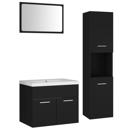 vidaXL Badmöbel-Set Schwarz Holzwerkstoff