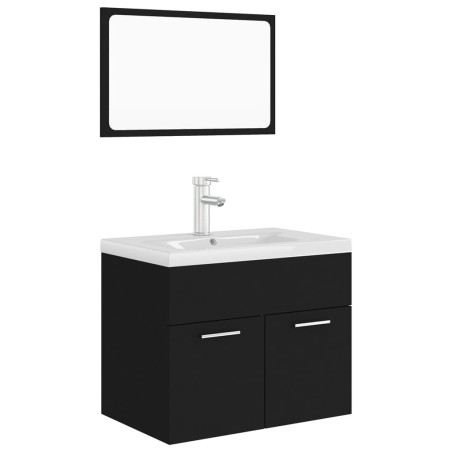 vidaXL Badmöbel-Set Schwarz Holzwerkstoff