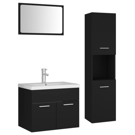 vidaXL Badmöbel-Set Schwarz Holzwerkstoff