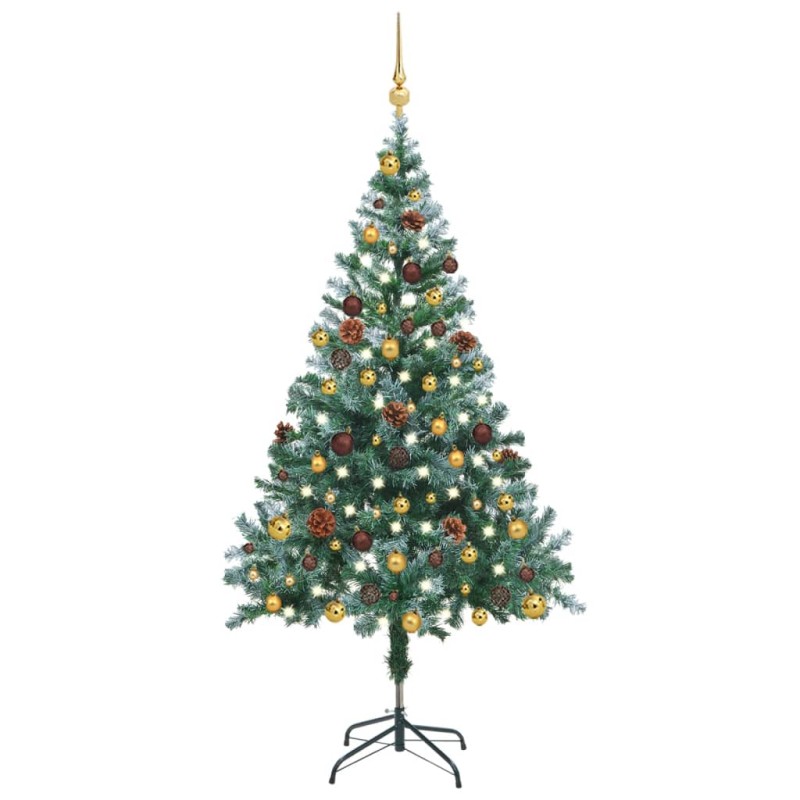vidaXL Künstlicher Weihnachtsbaum mit Beleuchtung Kugeln Zapfen 150 cm vidaXL Künstlicher Weihnachtsbaum mit Beleuchtung Kugeln Zapfen 150 cm