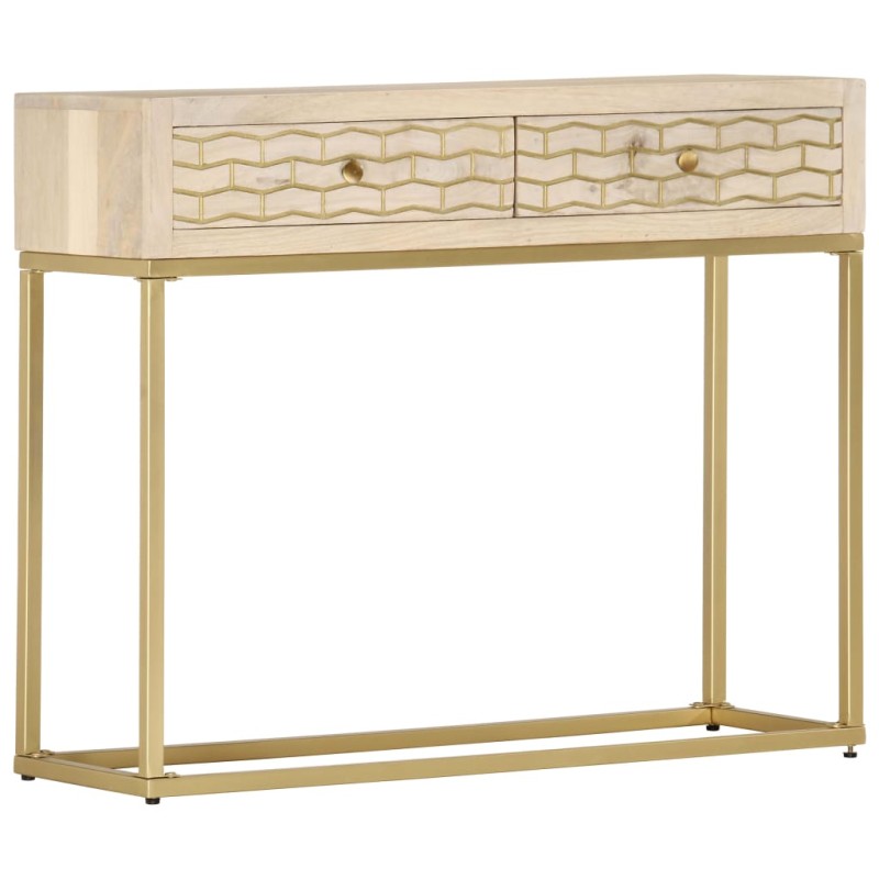 vidaXL Konsolentisch Golden 90 × 30 × 75 cm Massivholz Mango vidaXL Konsolentisch Golden 90 × 30 × 75 cm Massivholz Mango