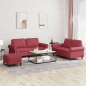 vidaXL 3-tlg. Sofagarnitur mit Kissen Weinrot Kunstleder vidaXL 3-tlg. Sofagarnitur mit Kissen Weinrot Kunstleder