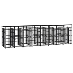 vidaXL Outdoor-Hundezwinger mit Dach Stahl 14,75 m² 