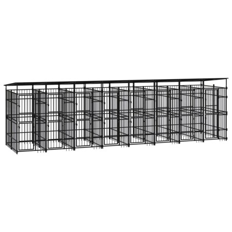 vidaXL Outdoor-Hundezwinger mit Dach Stahl 14,75 m² 