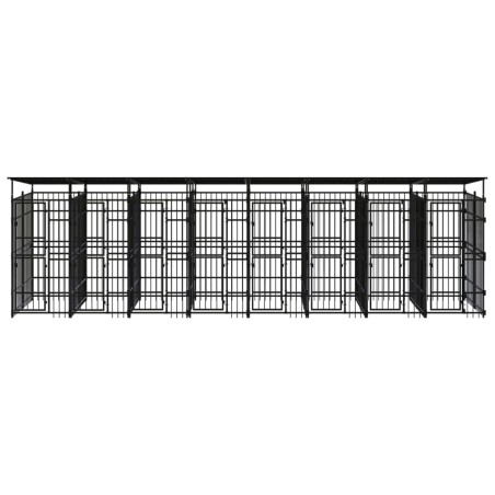 vidaXL Outdoor-Hundezwinger mit Dach Stahl 14,75 m² 