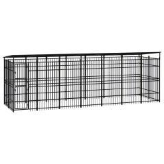 vidaXL Outdoor-Hundezwinger mit Dach Stahl 12,9 m² 