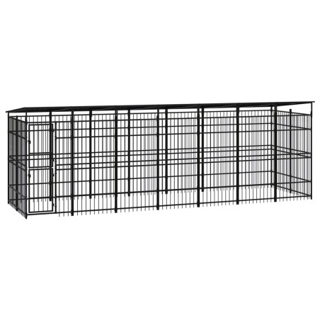 vidaXL Outdoor-Hundezwinger mit Dach Stahl 12,9 m² 
