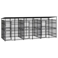 vidaXL Outdoor-Hundezwinger mit Dach Stahl 11,06 m² 